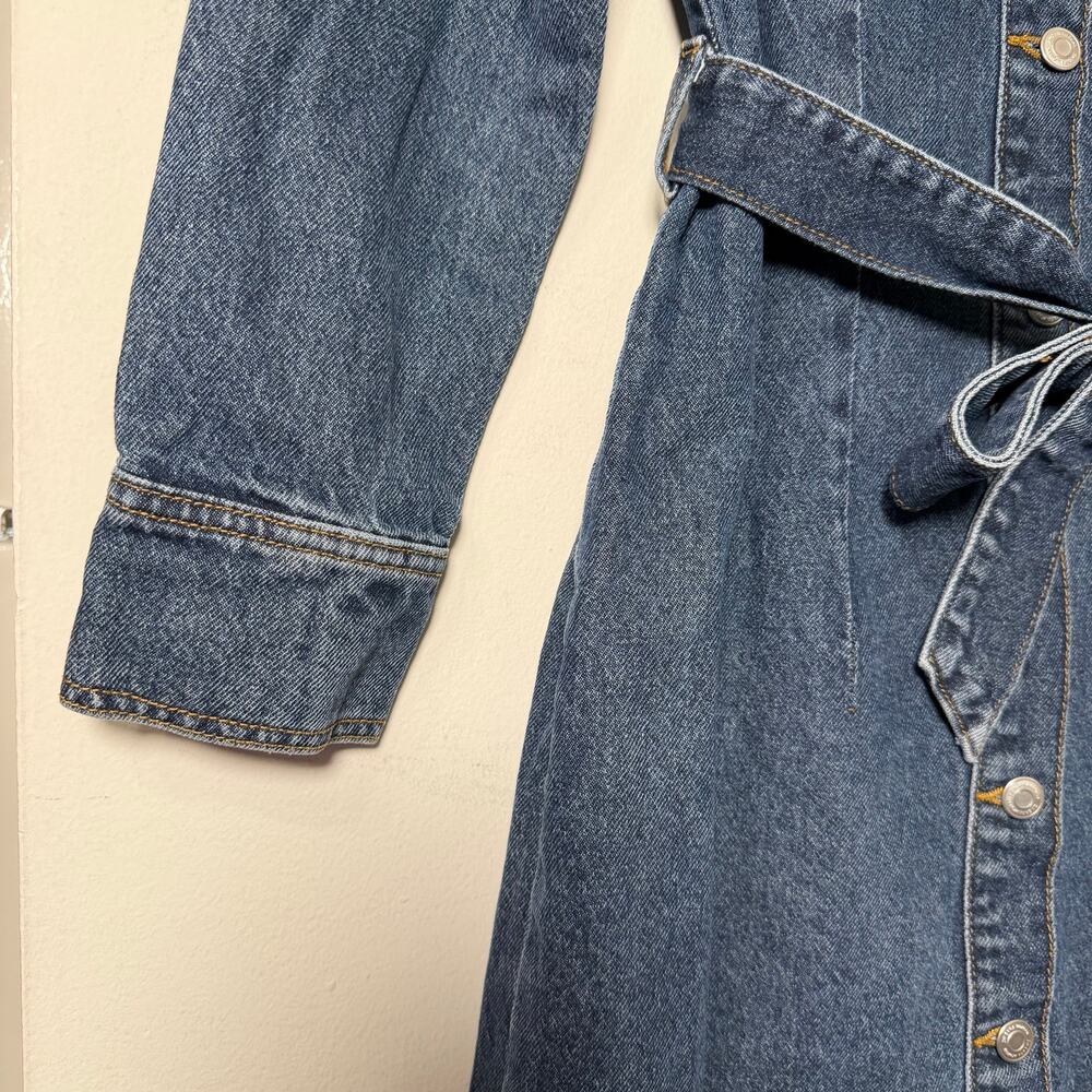 Sm Zara the Doro Midi Denim Dress Button Front Western Y2K Americana Cowgirl - Picture 8 of 8